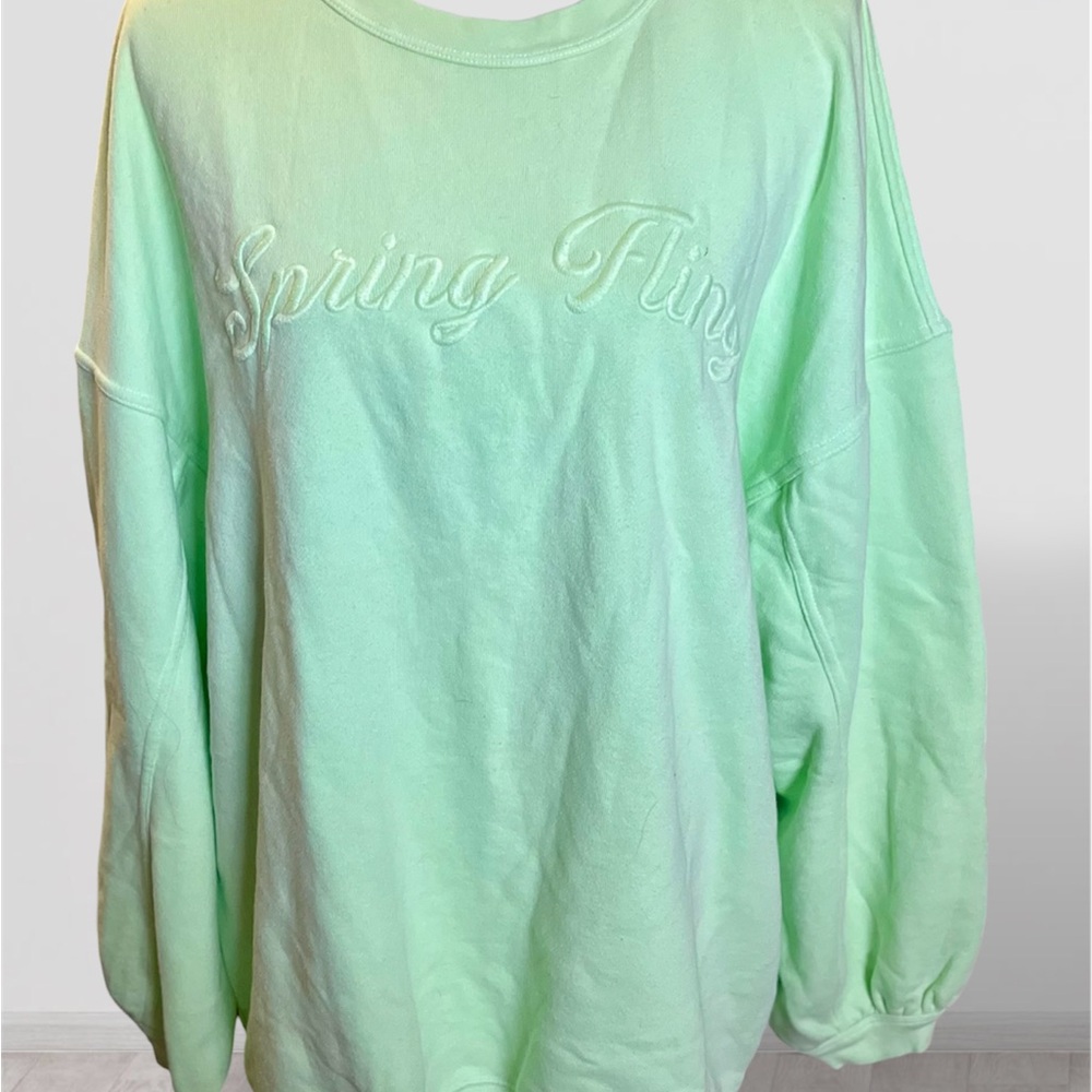 Aerie Women’s Spring Fling Bright Green Oversized Crewneck Sweatshirt Size Large
